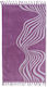 Nef-Nef Abstract Beach Towel Cotton Purple with Fringes 160x80cm.