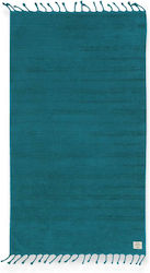 Nef-Nef Expression Beach Towel Pareo Petrol Blue with Fringes 160x80cm.