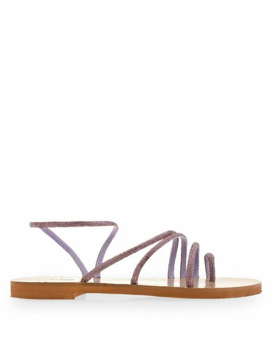 Lara Conte Madrid Women's Flat Sandals in Purpl...