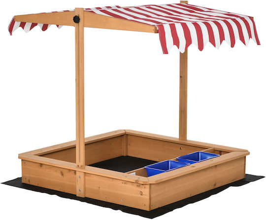 Outsunny Sandkasten Sandpit 107.5x107.5x110cm. für 3+ Jahre alt Jahre Gelb