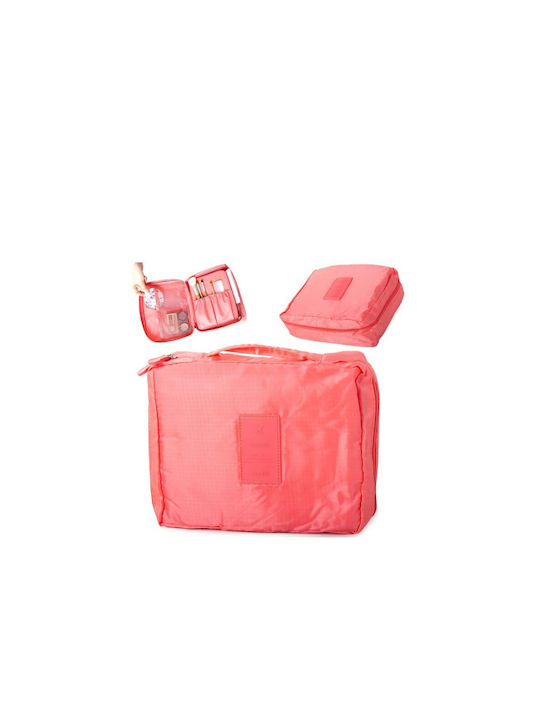 Пътна чанта Пътна чанта с цип и отделения в цвят корал, 20x17x8 cm - Aria Trade