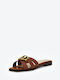 Guess Symo Women's Flat Sandals in Brown Color