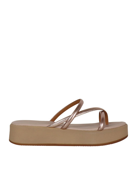 Γυναικεία Σανδάλια Flatforms Ροζ Χρυσό