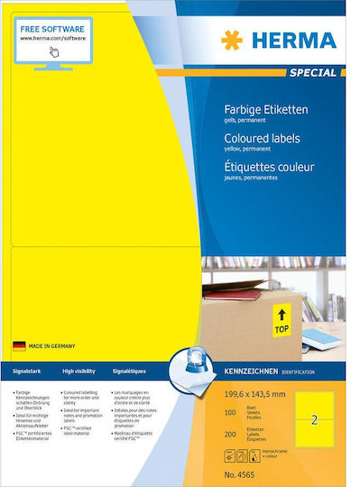 Herma Self-Adhesive Rectangular A4 Labels 199.6x143.5mm