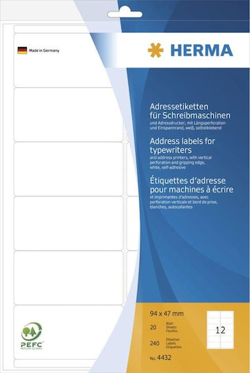 Herma Small Adhesive Labels in White Color 94x47mm