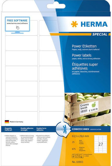 Herma Small Adhesive Labels in White Color 63.5x29.6mm