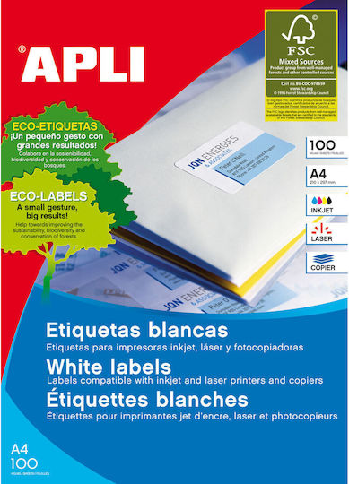 Apli Etichete autoadezive A4 Dreptunghiulare 105x74mm