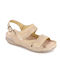 B-Soft Leather Women's Flat Sandals Anatomic in Beige Color