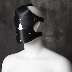 Naughty Toys BDSM Μάσκα Bondage Leather Harness Hood with Ball Gag σε Μαύρο Χρώμα