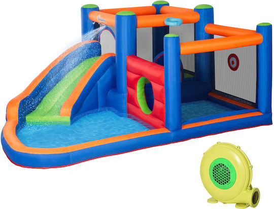 Outsunny Inflatable Bouncy Castle with Trampoline and Slide for 3-8 Years