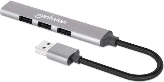 Manhattan USB Hub 4 Ports USB 3.0 with USB-A Connection Silver