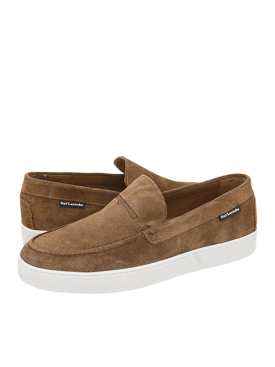 Guy Laroche Miebe Men's Suede Loafers Tabac Brown