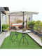 Outdoor Dinner Table with Glass Surface and Metal Frame Black 80x80x72cm