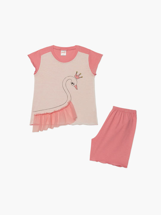 Minerva Set Top & Bottom Kids Summer Pyjamas Pink