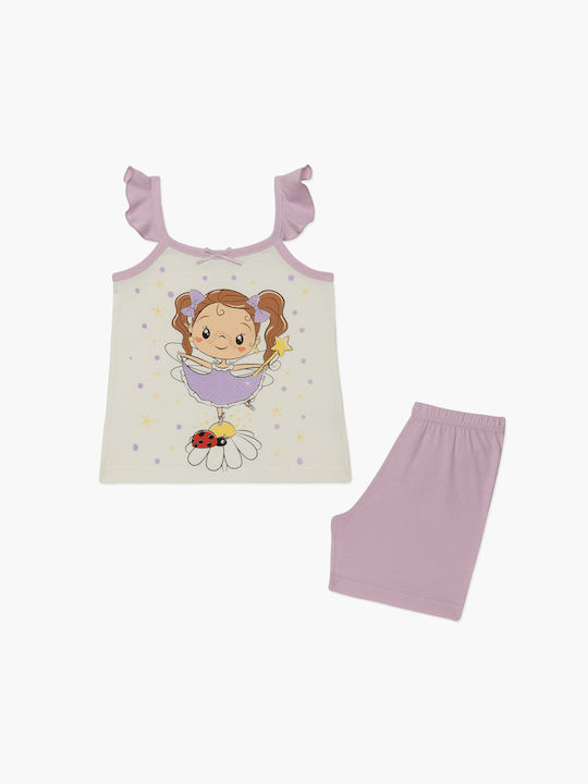 Minerva Set Top & Bottom Kids Summer Pyjamas Ecru