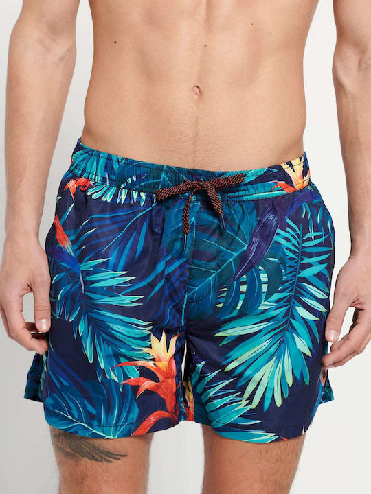 Funky Buddha Men's Swimwear Shorts Navy Blue with Patterns