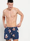 FBM007-02816 Men's Swimwear Shorts Navy Blue with Patterns