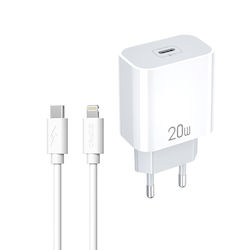 SiiPro Charger with USB-C Port and Cable USB-C - Lightning 20W Whites (SD-04-iP)