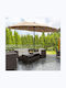 Runde Metall-Garten- und Terrassen-Sonnenschirm Parasol Khaki F4.5xH2.4m