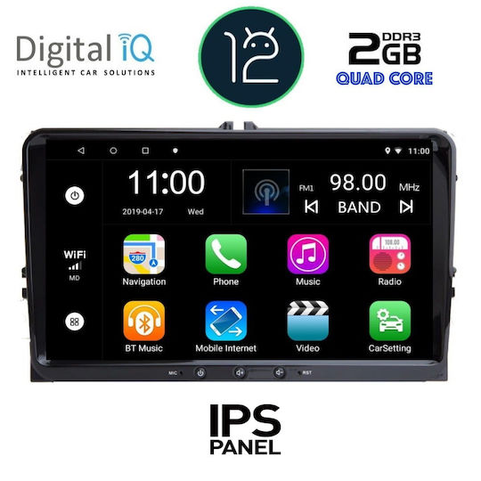 Digital IQ Ηχοσύστημα Αυτοκινήτου για Seat Altea / Leon / Toledo Skoda Yeti / Fabia / Rapid / Roomster / Superb Volkswagen Amarok / Beetle / Jetta / Transporter 2004-2014 με Clima (Bluetooth/USB/AUX/WiFi/GPS/Apple-Carplay/Android-Auto) με Οθόνη Αφής 9"