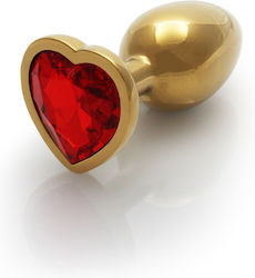 Shots Анална тапа Small Gold / Ruby Red 6.9см
