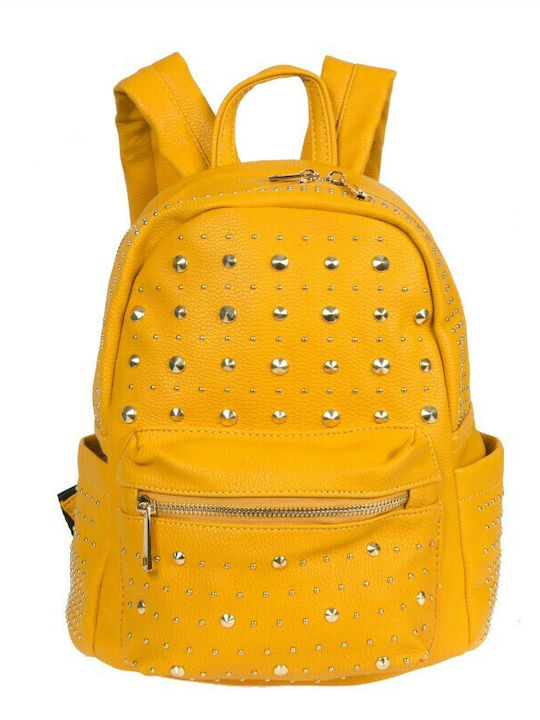 650499-04 MINI BACKPACK WITH STUDS YELLOW V-STORE