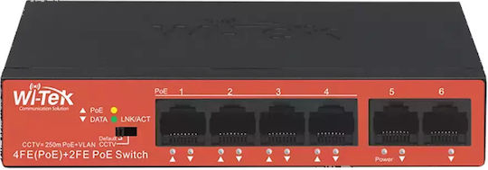 Wi-Tek WI-PS205H V2 Unmanaged L2 PoE+ Switch με 6 Θύρες Ethernet