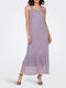 Only Summer Maxi Evening Dress Open Back with Ruffle Purple