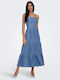 Only Sommer Maxi Kleid mit Rüschen Blau