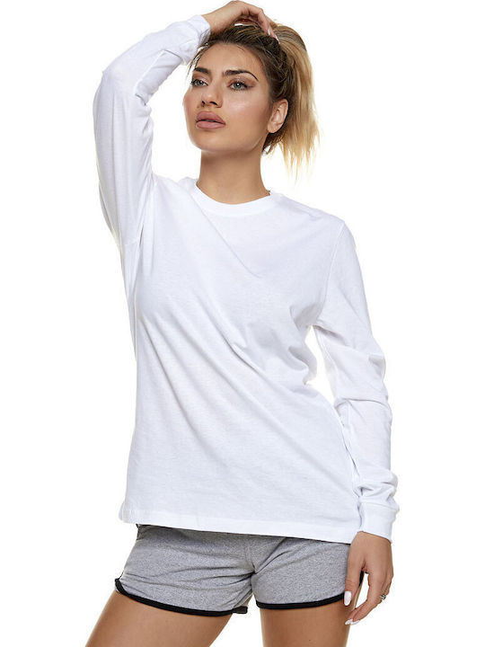 Bodymove Damen Sport Bluse Langärmelig Weiß
