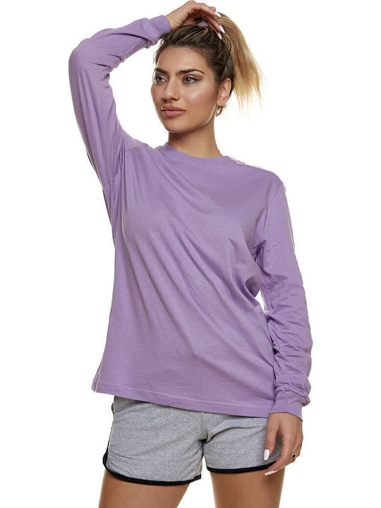 Bodymove Damen Sport Bluse Langärmelig Flieder