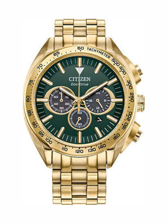Citizen Carson Men's Watch 43mm Chronograph Eco - Drive with Gold Metal Bracelet