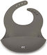 Noui Noui Waterproof Bib Silicone with Button & Pocket Warm Grey for 4 m+