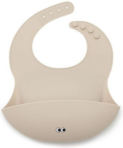 Noui Noui Waterproof Bib Silicone with Button & Pocket Nude for 4 m+