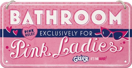 Nostalgic Art 3D Διακοσμητική Πινακίδα Paramount - Grease - Pink Ladies Bathroom Χειροποίητη Ροζ από Μέταλλο 20x10cm