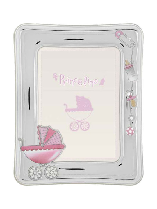 Prince Silvero Παιδική Κορνίζα Ασημένια Ροζ 13x9cm