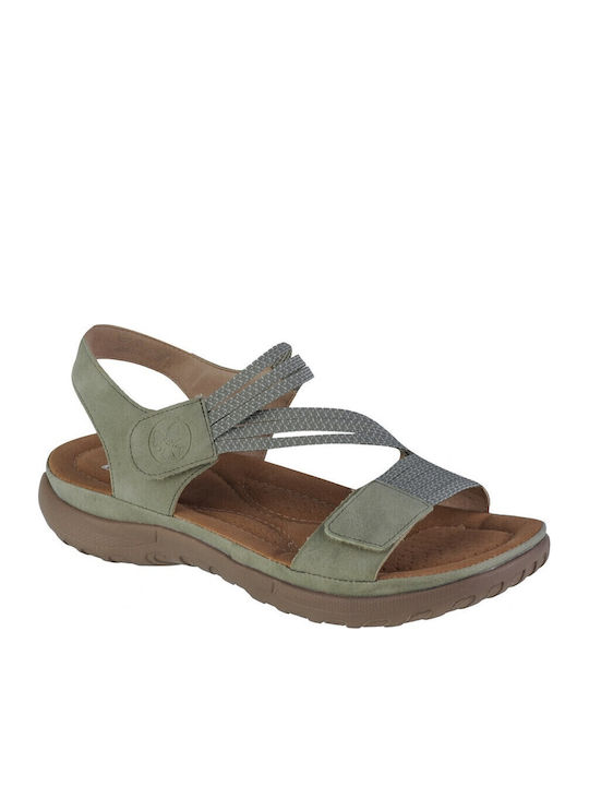 Rieker Leather Women's Flat Sandals Sporty in G...
