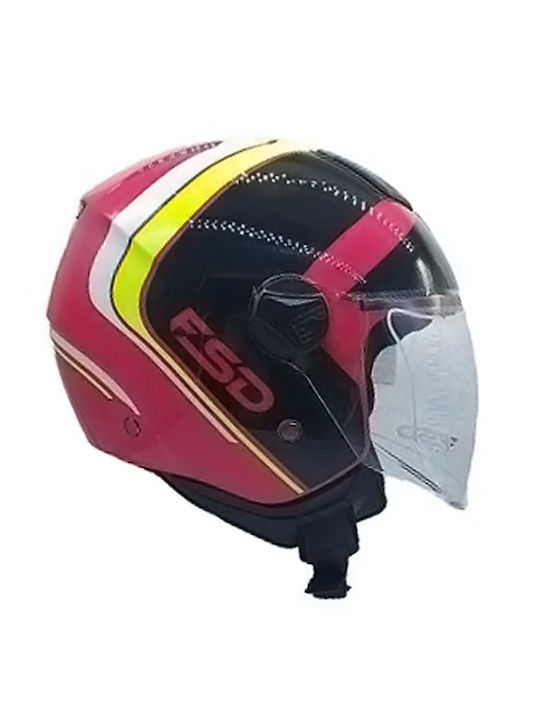 Faseed 700-721 Jet Helmet ECE 22.05 Fuchsia/Black/Yellow