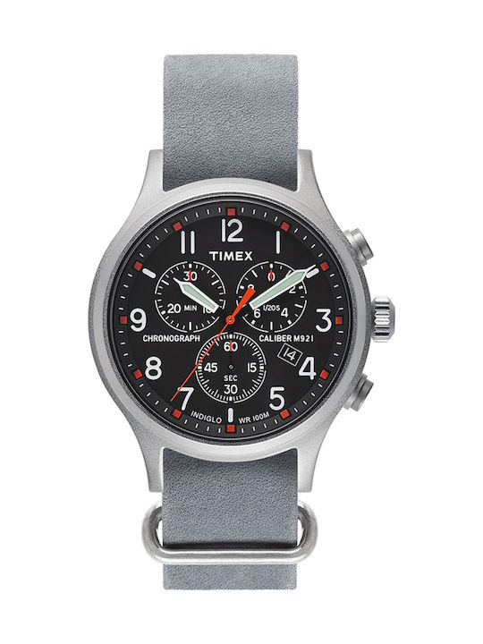 Timex Allied Uhr Chronograph Batterie mit Gray Lederarmband