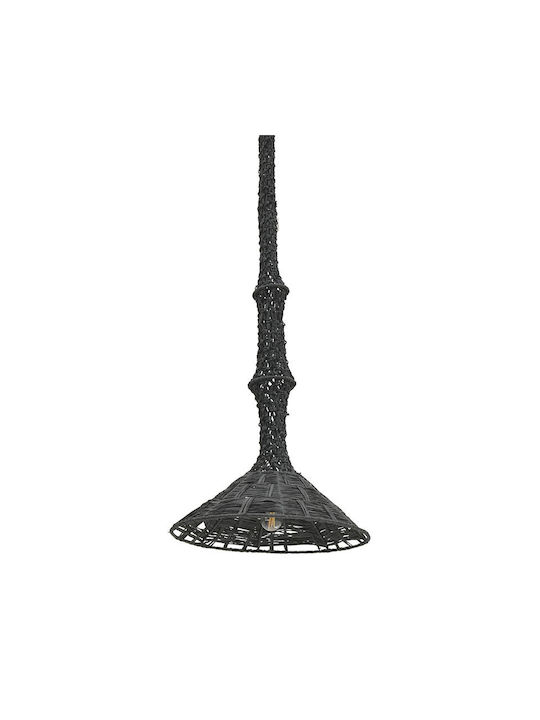 Inart NATURAL Κρεμαστό Φωτιστικό Μαύρο με Ντουί E27 40x40x184εκ.