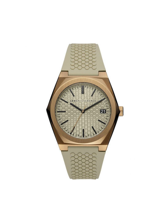 Armani Exchange Geraldo Uhr Batterie mit Beige Kautschukarmband