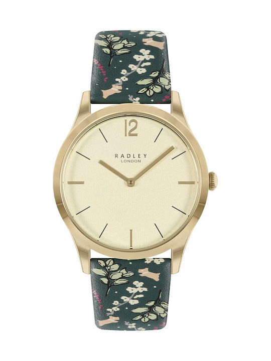 Radley Meadow Floral Γυναικείο Ρολόι 35mm Μπαταρίας με Πράσινο Δερμάτινο Λουράκι