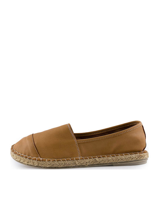 Top3 Women's Leather Espadrilles Tabac Brown