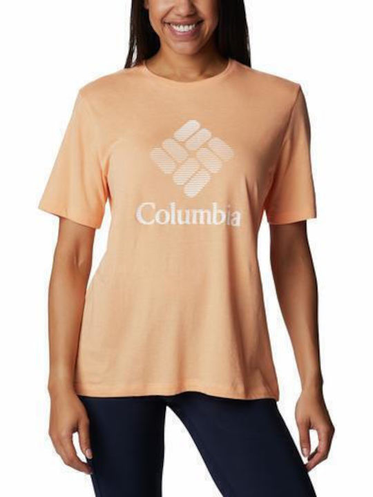 Columbia Γυναικείο T-shirt Πορτοκαλί με Στάμπα