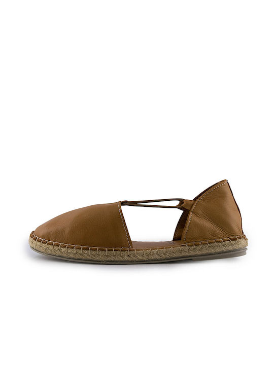 Top3 Lederne Damen Espadrilles in Tabac Braun Farbe