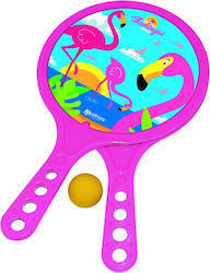 Summertiempo Flamingo Set Rachete de Plajă pentru Copii 2buc cu Mingiuc