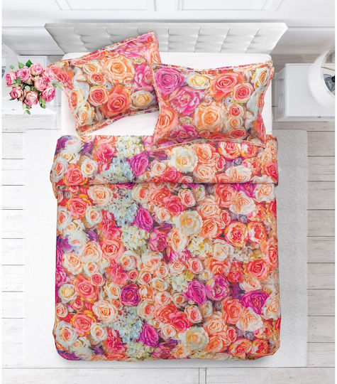 Makis Tselios Home Spring Set Coverlet Queen Size Cotton Satin Pink 240x250cm 3pcs