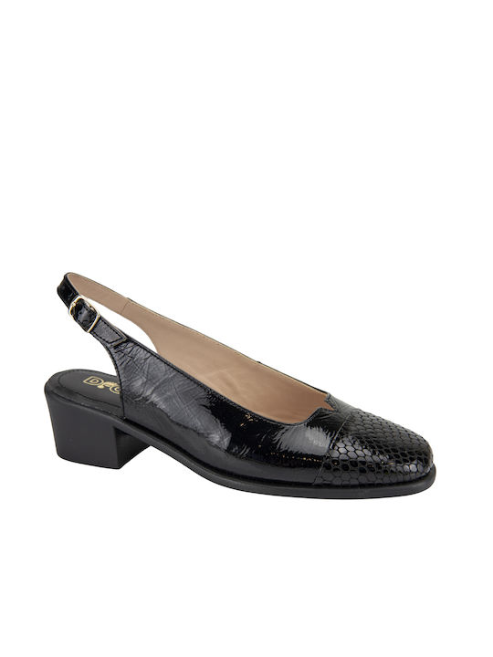 Γόβες Women's leather Heels  E-5654 Relax-Anatomic Available Options BLACK (ΜΑΥΡΟ)