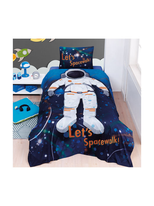 Beauty Home Σετ Παιδικό Κουβερλί Μονό με Μαξιλαροθήκη Spacewalk Μπλε 160x240εκ.