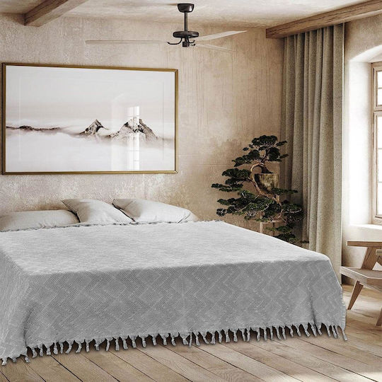 Madi Tifoon Pique Blanket Queen with Fringes 220x240cm Grey